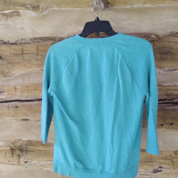St. John's Bay Turquoise Open Front Cotton Cardigan Size Small - Picture 3 of 5